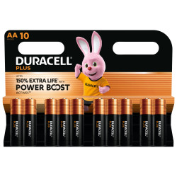 batteria monouso duracell plus alcalino mignon aa lr06 1.5v nero/oro