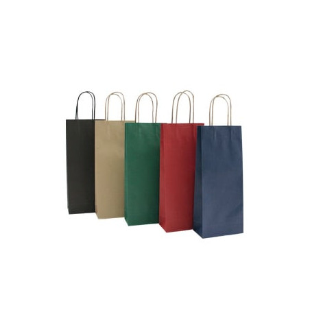 20 shoppers carta biokraft 16x8x38cm portabottiglie blu [072246]