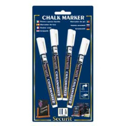 Blister 4 marcatori a gesso liquido bianco 1-2mm fine securit