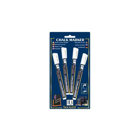Blister 4 marcatori a gesso liquido bianco 1-2mm fine securit