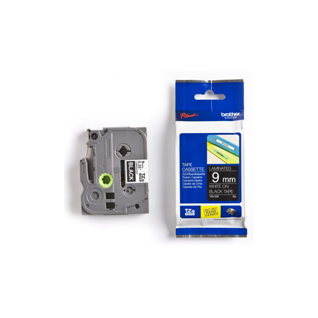 Nastro laminato brother tze-325 9mmx8mt bianco/nero [tze325]