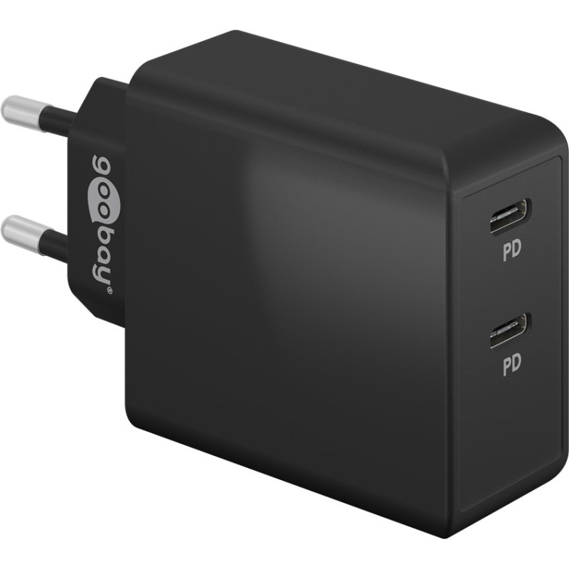 caricabatterie rapido goobay 61757 doppio usb-c 100-240v