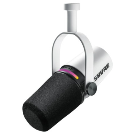 microfono shure mv7+ dinamico per podcast xlr/usb-c bianco [010-03-663]