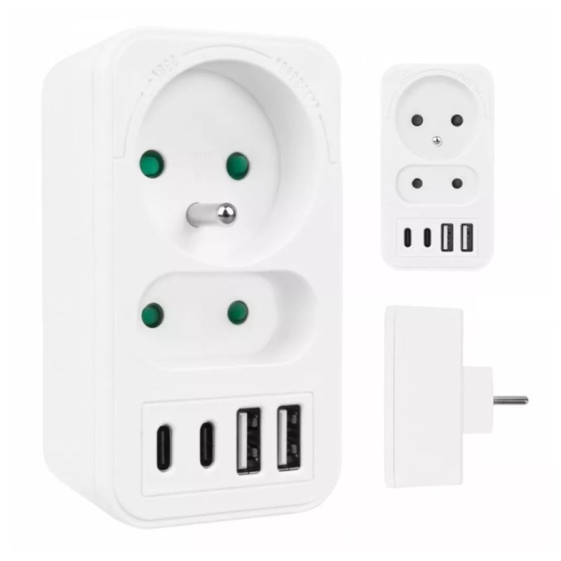 presa di corrente maclean 2 prese 2xusb a-c 20w bianco [almclagmce249fw]