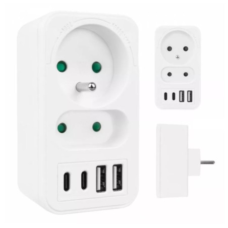 presa di corrente maclean 2 prese 2xusb a-c 20w bianco [almclagmce249fw]