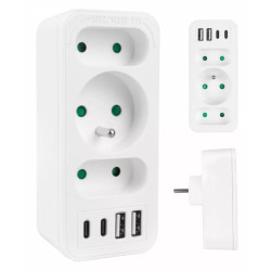 presa di corrente maclean 3 prese 2xusb a-c 20w bianco [almclagmce248fw]