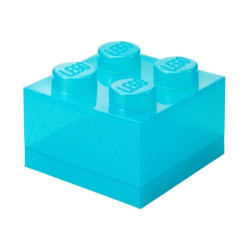 scatola portaoggetti lego storage brick 4 top lid glitter azzurro