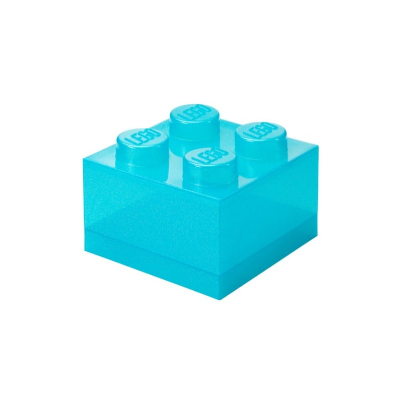 scatola portaoggetti lego storage brick 4 top lid glitter azzurro