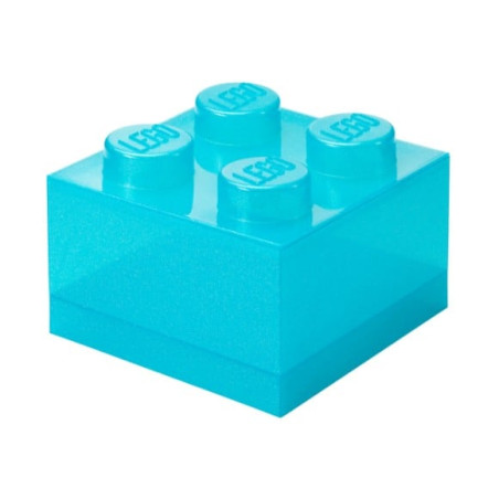 scatola portaoggetti lego storage brick 4 top lid glitter azzurro