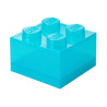 scatola portaoggetti lego storage brick 4 top lid glitter azzurro