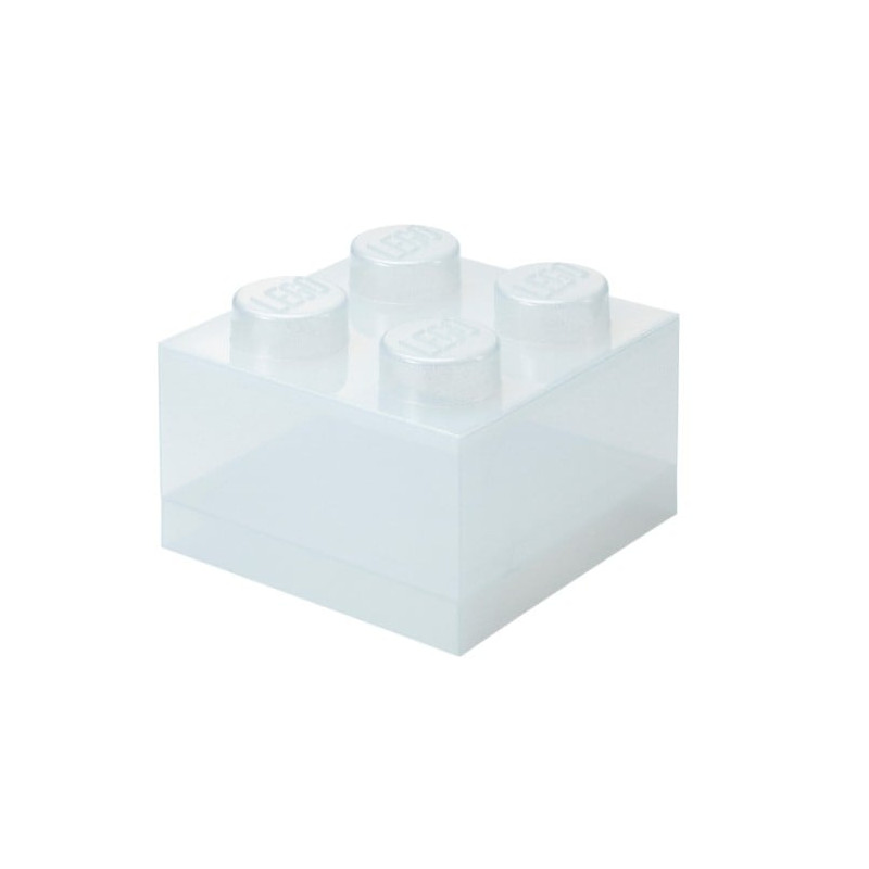 scatola portaoggetti lego storage brick 4 top lid glitter trasparente