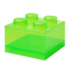scatola portaoggetti lego storage brick 4 top lid traslucido verde
