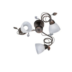 plafoniera a led trio traditio 3xe14 40w ip20 vetro alabastro ruggine