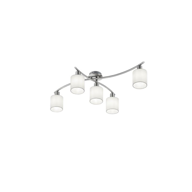 lampada da soffitto a led trio garda 5xe14 ip20 25w nichel opaco