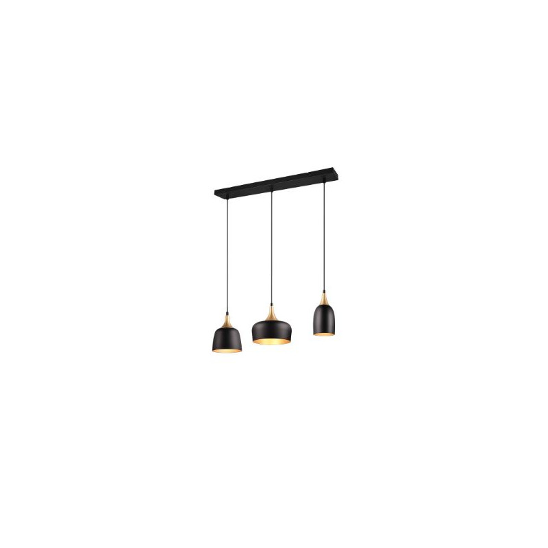 lampada a sospensione trio chiraz 3xe14 25w ottone-nero opaco