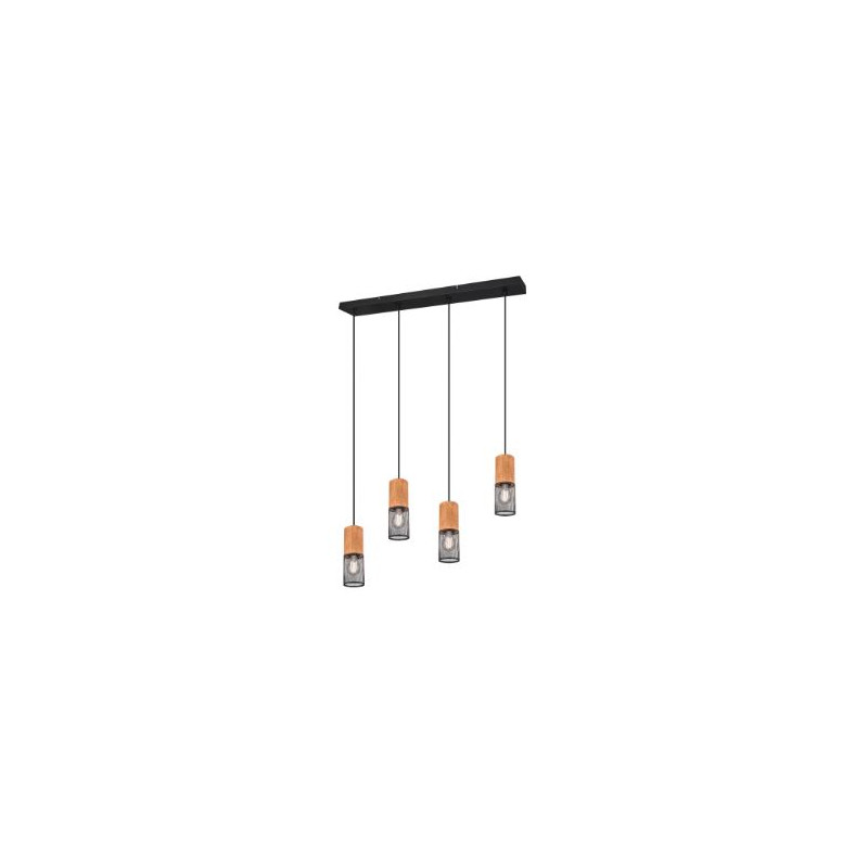 lampada a sospensione trio tosh 40w e27 legno chiaro-nero opaco