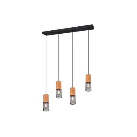 lampada a sospensione trio tosh 40w e27 legno chiaro-nero opaco