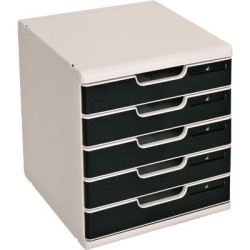 cassettiera da scrivania multiform modulo 5 cassetti a4 grigio/nero