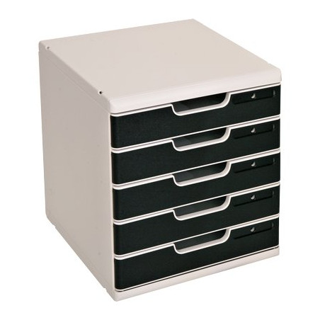 cassettiera da scrivania multiform modulo 5 cassetti a4 grigio/nero
