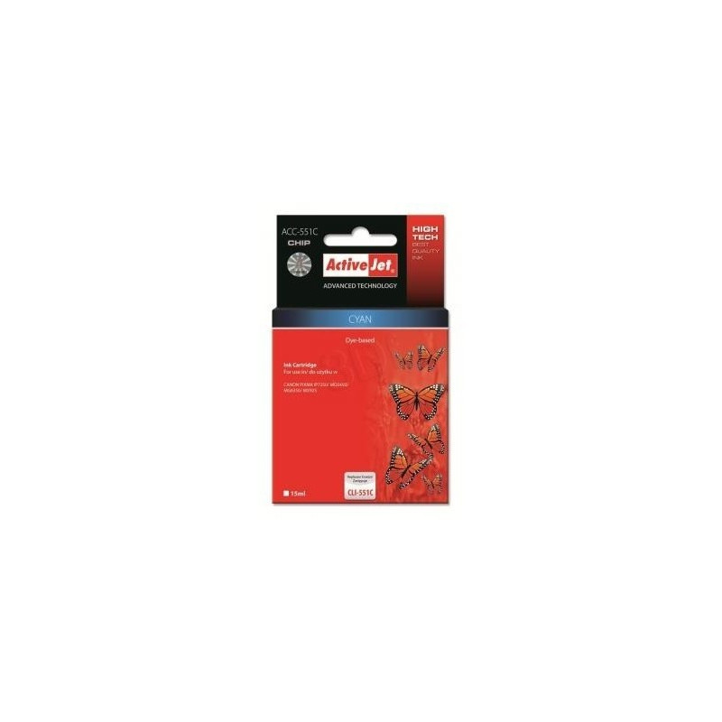 cartuccia activejet per canon cli-551c supreme 15ml ciano [acc-551cn]