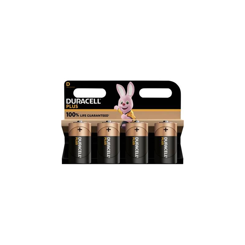 pila alcalina duracell plus d/lr20/1.5v/4pz/nero [142039]
