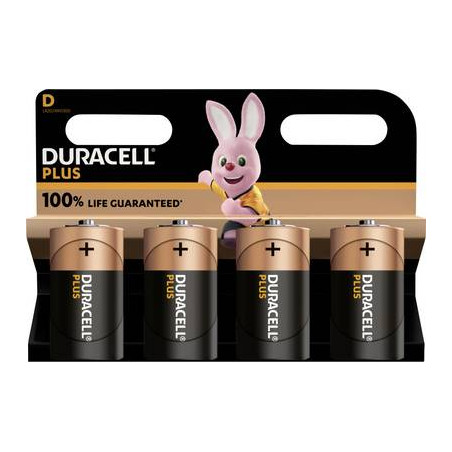 pila alcalina duracell plus d/lr20/1.5v/4pz/nero [142039]
