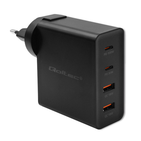 alimentatore da rete qoltec gan power pro 2xusb-c 2xusb/130 w/5-20