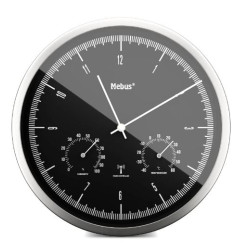 orologio da parete mebus radiocontrollato nero/argento [19777]