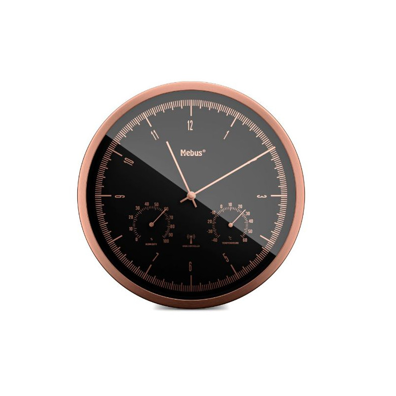 orologio da parete mebus radiocontrollato rame/nero [19778]