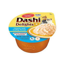 mangime umido per gatti inaba dashi delizie pollo con capesante 70g