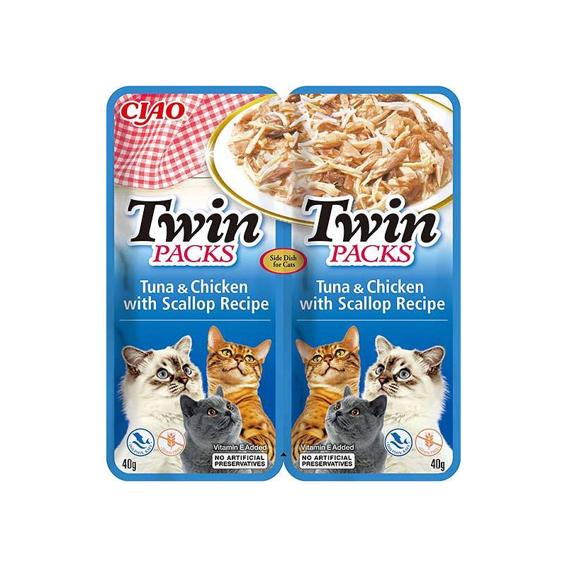 mangime inaba cat twin cibo umido per gatti con tonno/pollo e capesante