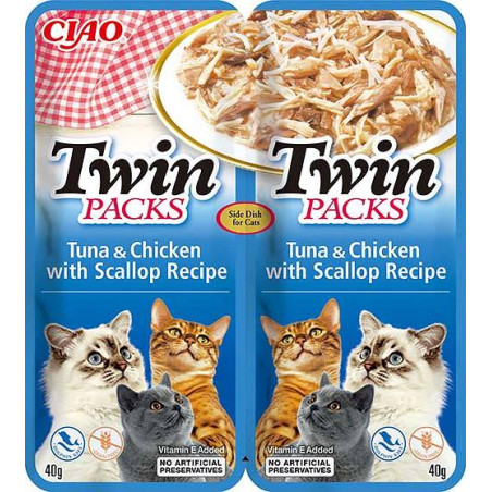 mangime inaba cat twin cibo umido per gatti con tonno/pollo e capesante