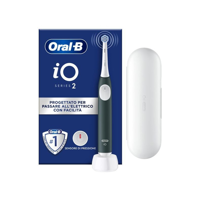 spazzolino elettrico oral-b io2 a vibrazione per adulto verde/bianco