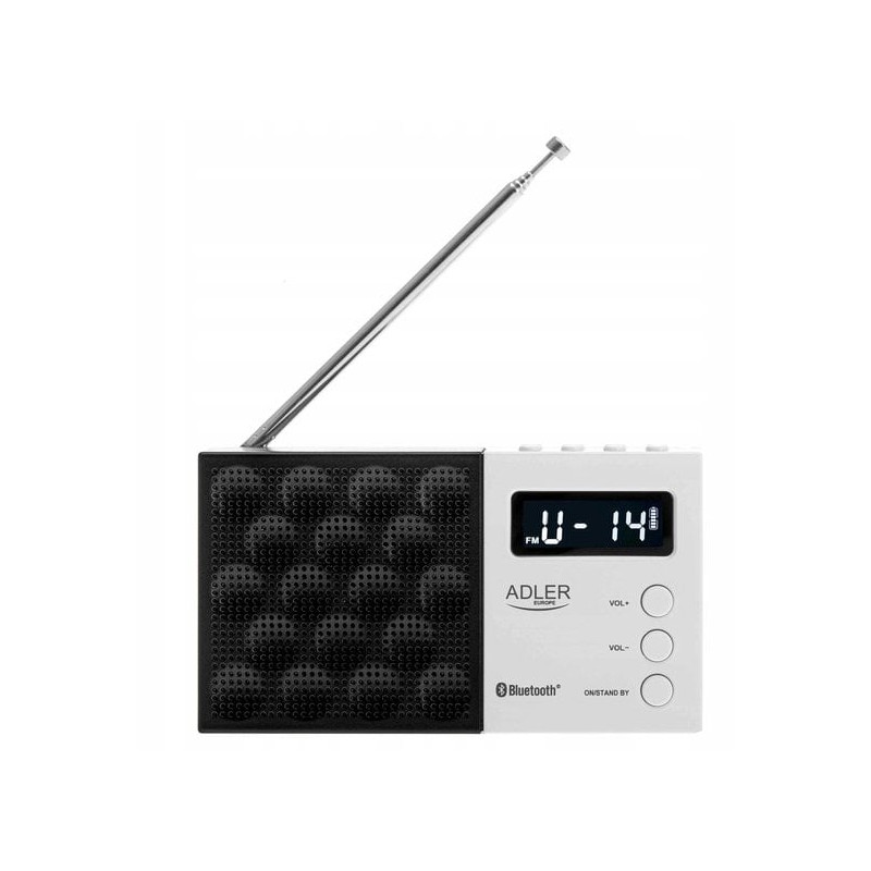 radio digitale adler pll ad1908 am/fm 1.2w 800mah bianco/nero [ubadlrpad190800]