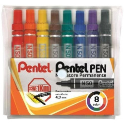 Astuccio marcatore pentel pen n50 8 col.assortiti p.tonda [n50-8]