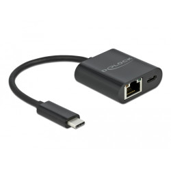 adattatore di rete usb delock tipo-c a gigabit lan+pw 10/100/1000mbps