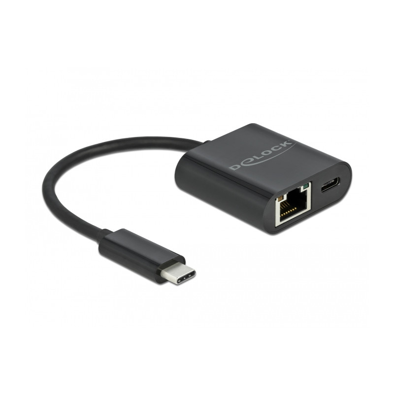 adattatore di rete usb delock tipo-c a gigabit lan+pw 10/100/1000mbps