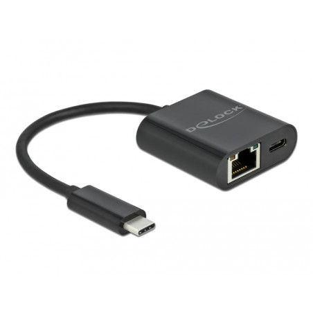 adattatore di rete usb delock tipo-c a gigabit lan+pw 10/100/1000mbps