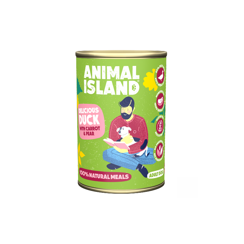 cibo per cani animal island anatra con miglio e carote 400g