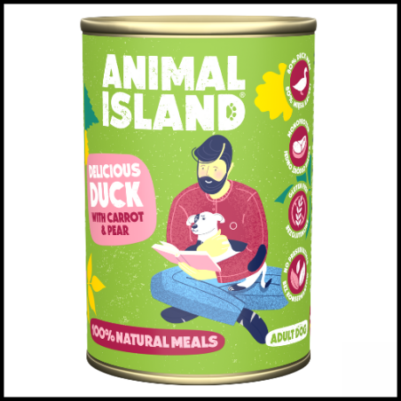cibo per cani animal island anatra con miglio e carote 400g