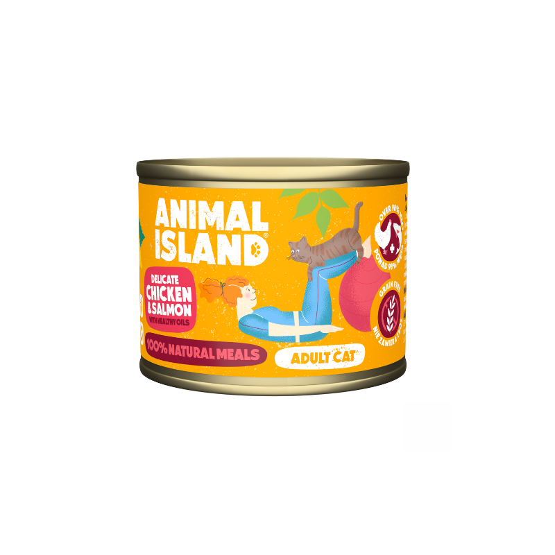 cibo per gatti animal island pollo e salmone 200g