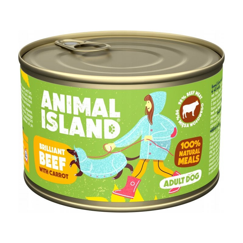 cibo per cani animal island manzo con carote 410g