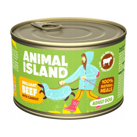 cibo per cani animal island manzo con carote 410g