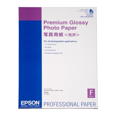 Carta fotografica epson 25 fogli a2 255gr premium glossy s 042091