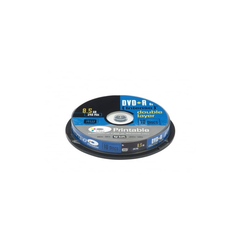 Confezione dvd+r intenso 8,5gb 8x speed, double layer printable 10pcs