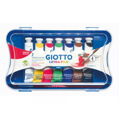 box 7 tubetti tempera extra fine 12ml giotto tubo 4 assortito [f30310000]