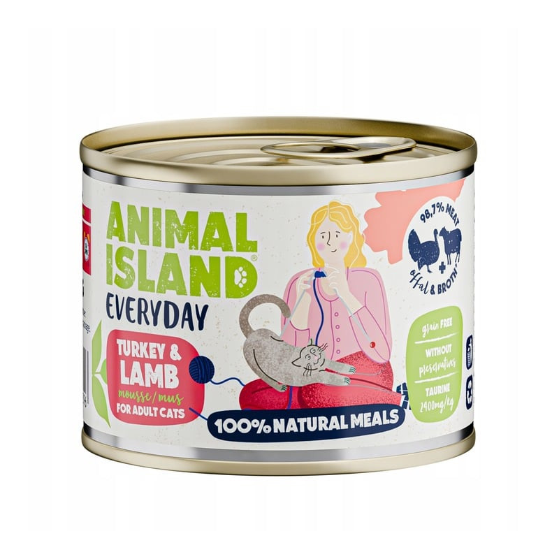 mangime animal island everyday tacchino + agnello per gatti 200g