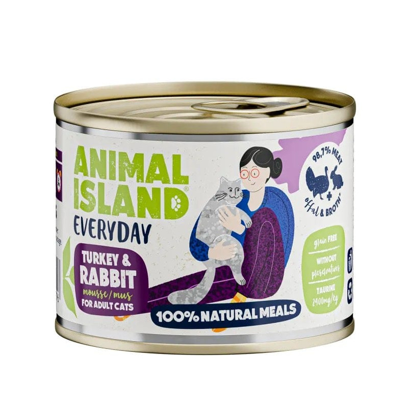mangime animal island everyday tacchino + coniglio per gatti 200g