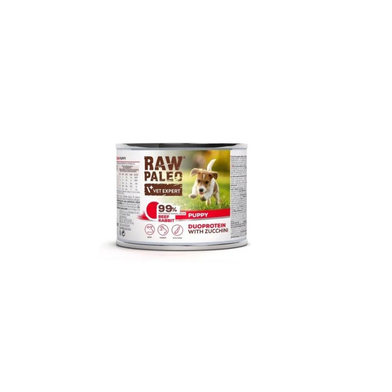 cibo umido vet expert raw paleo manzo e coniglio puppy per cuccioli