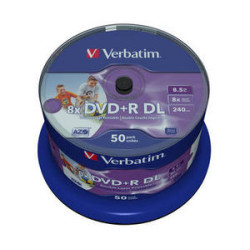 Confezione dvd+r verbatimdouble layer 8x speed, 8,5gb wide printable